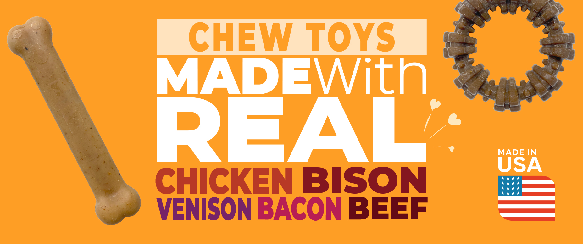 Chew Toys Made With Real Chicken Bison Venison Bacon Beef
