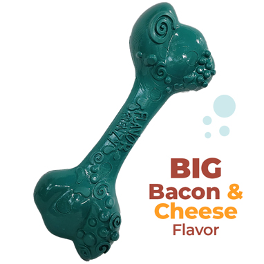 X-Large Frenzy Bone For Large Dogs Chew Toy in Big Bacon and Cheese Flavor in package