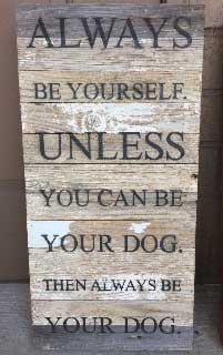 wooden dog sign