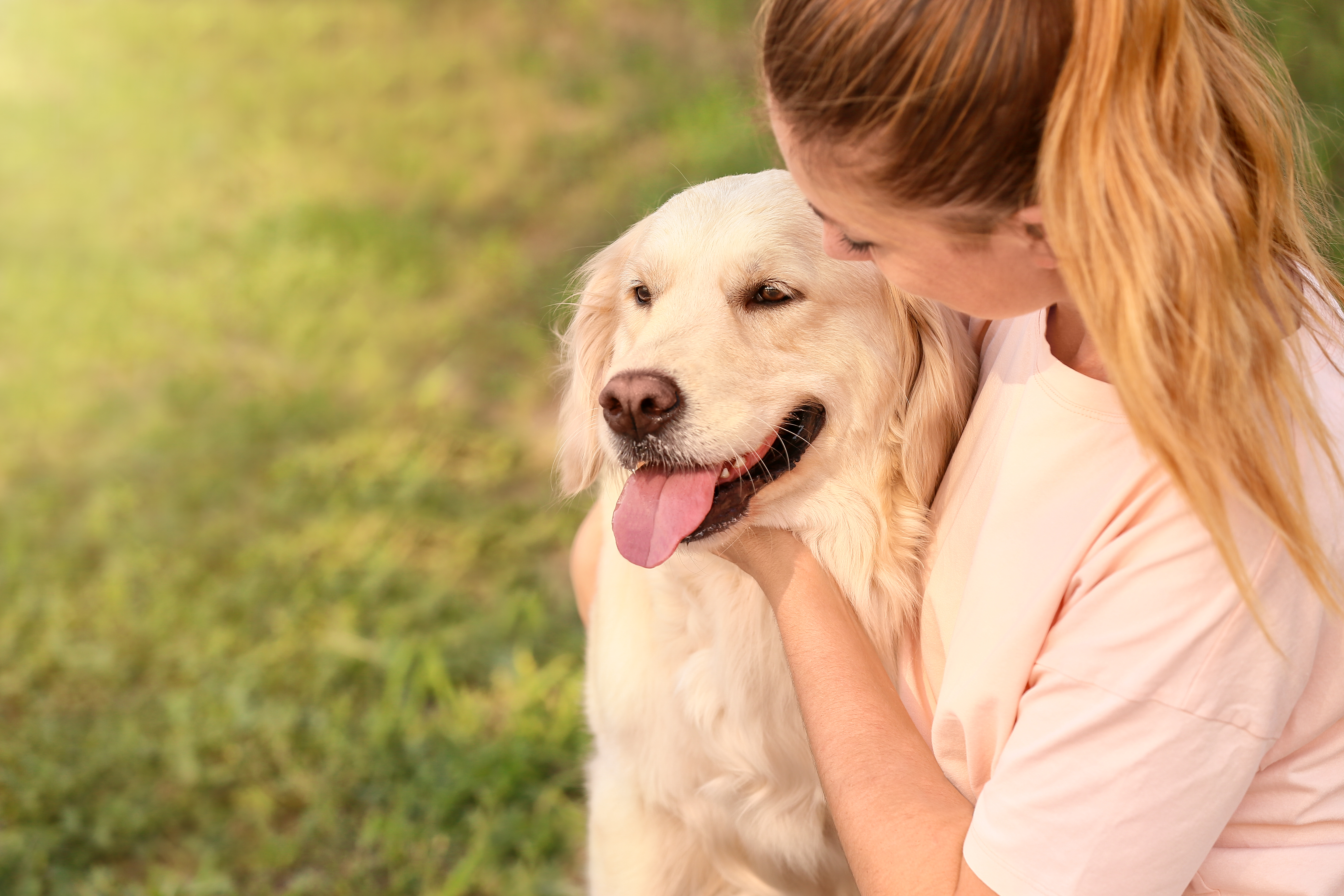 Pet parent bonding with their dog