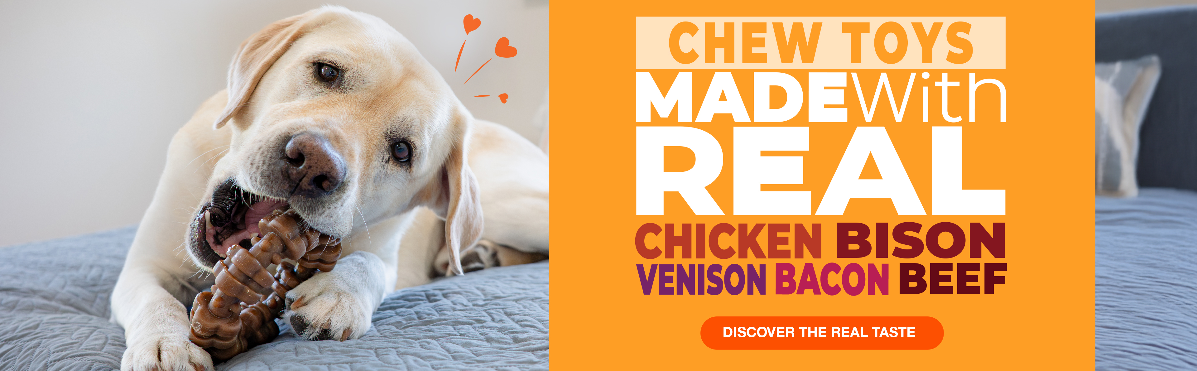 chew toys made with real chicken bison venison bacon beef