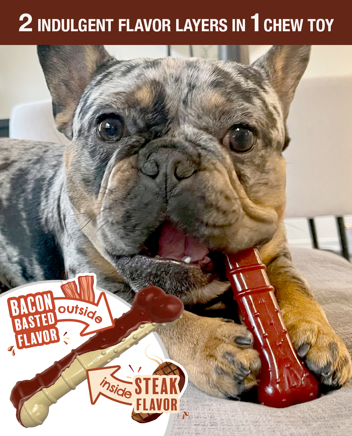 Dog chewing on Nylabone's Basted bone chew toy