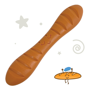 Bread shaped novelty chew toy.
