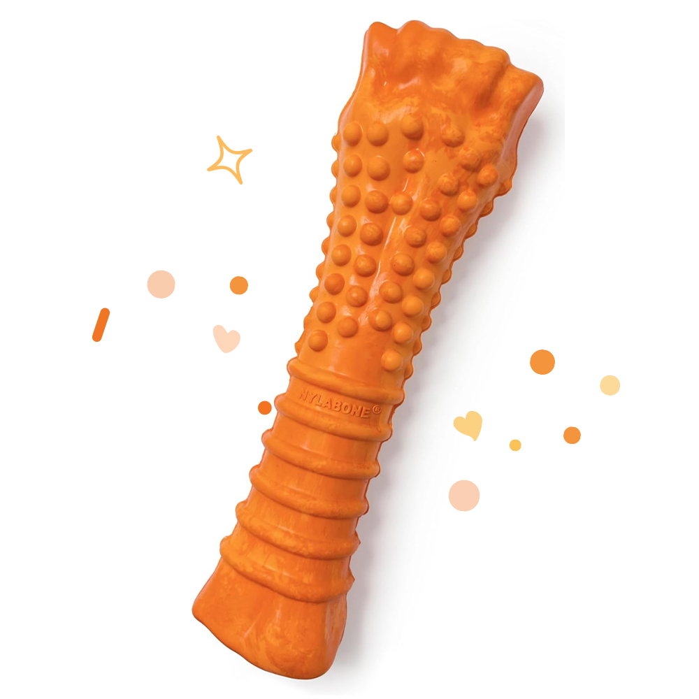 X-Large Strong Chew 70th Birthday Textured Knuckle Bone Chew Toy Bacon & Cheese in package