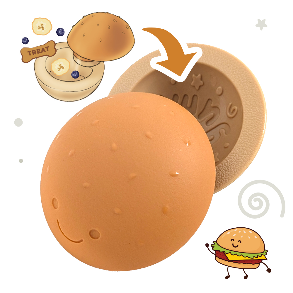 Medium Treat Toy For Medium Dogs Chew Toy in Classic Cheeseburger Flavor in package​