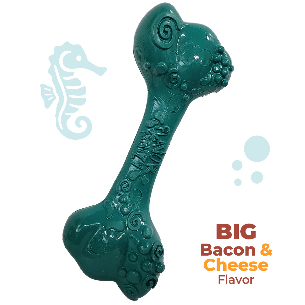 X-Large Frenzy Bone For Large Dogs Chew Toy in Big Bacon and Cheese Flavor in package