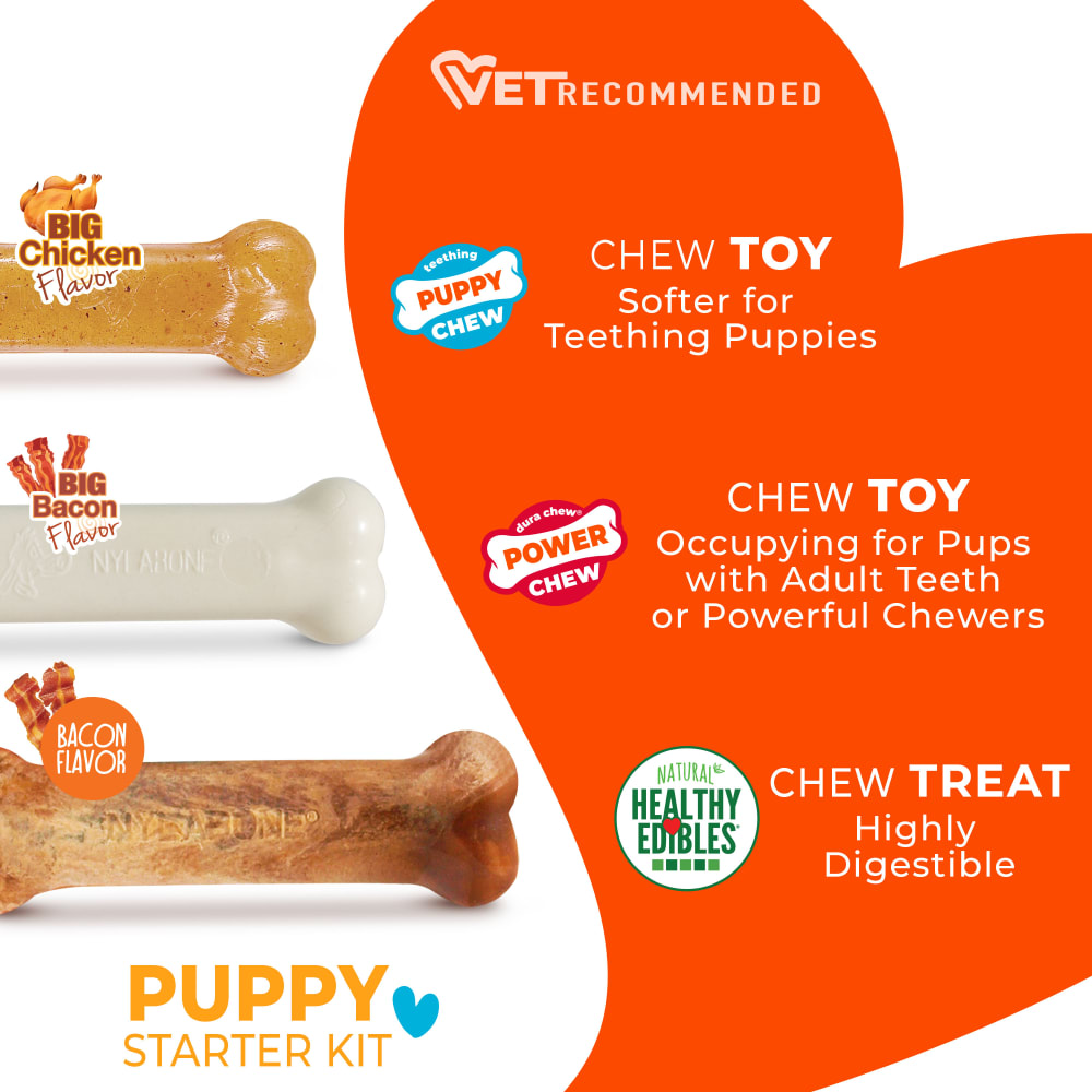 Puppy start kit graphic showing three products and descriptions.