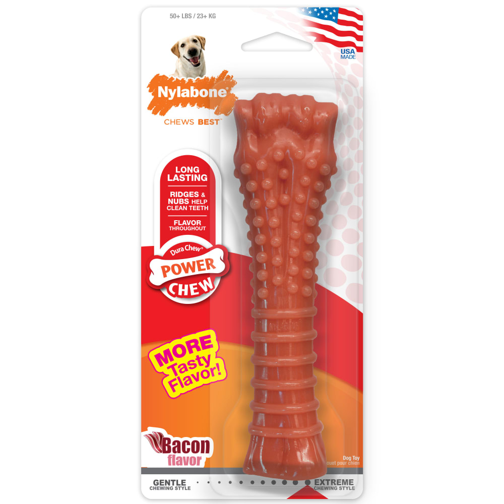 Front view of Nylabone Power Chew Flavored Durable Chew Toy in packaging
