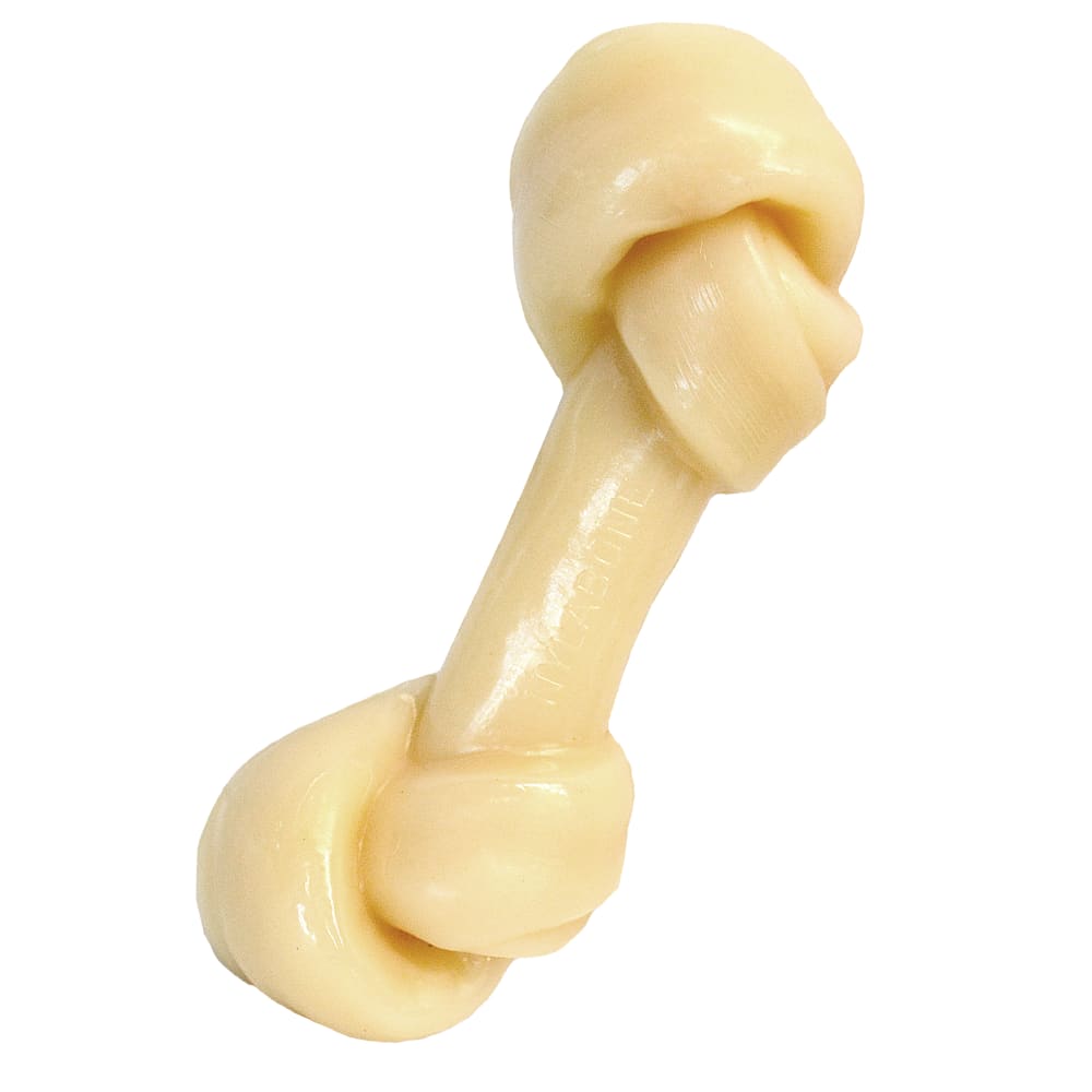 White chew bone on a white background.