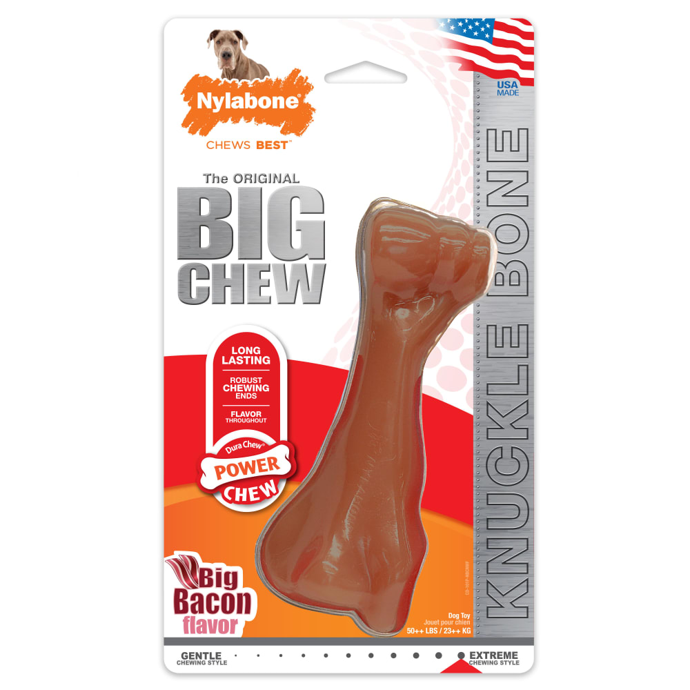 Front view of Nylabone Beef Bone Big Chew Bacon Monster