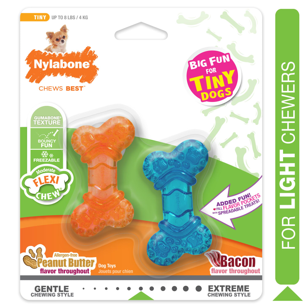 Front view of Nylabone Mini Twin Pack Inpackagingfronthero in packaging