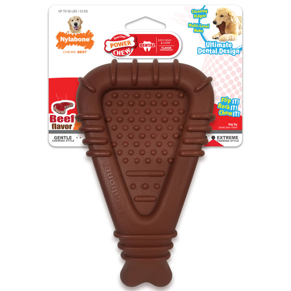 Front view of Nylabone Dental Arch Bone in packaging