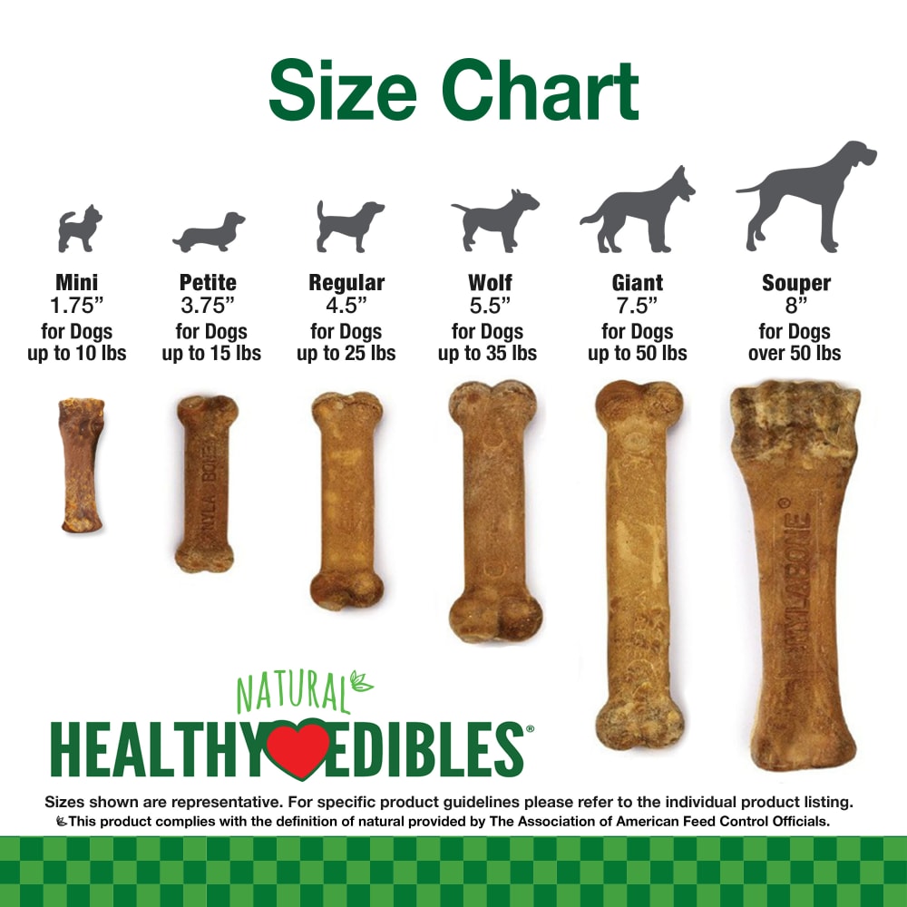 Nylabone Healthy Edibles Variety Pack 8ct Petite size chart