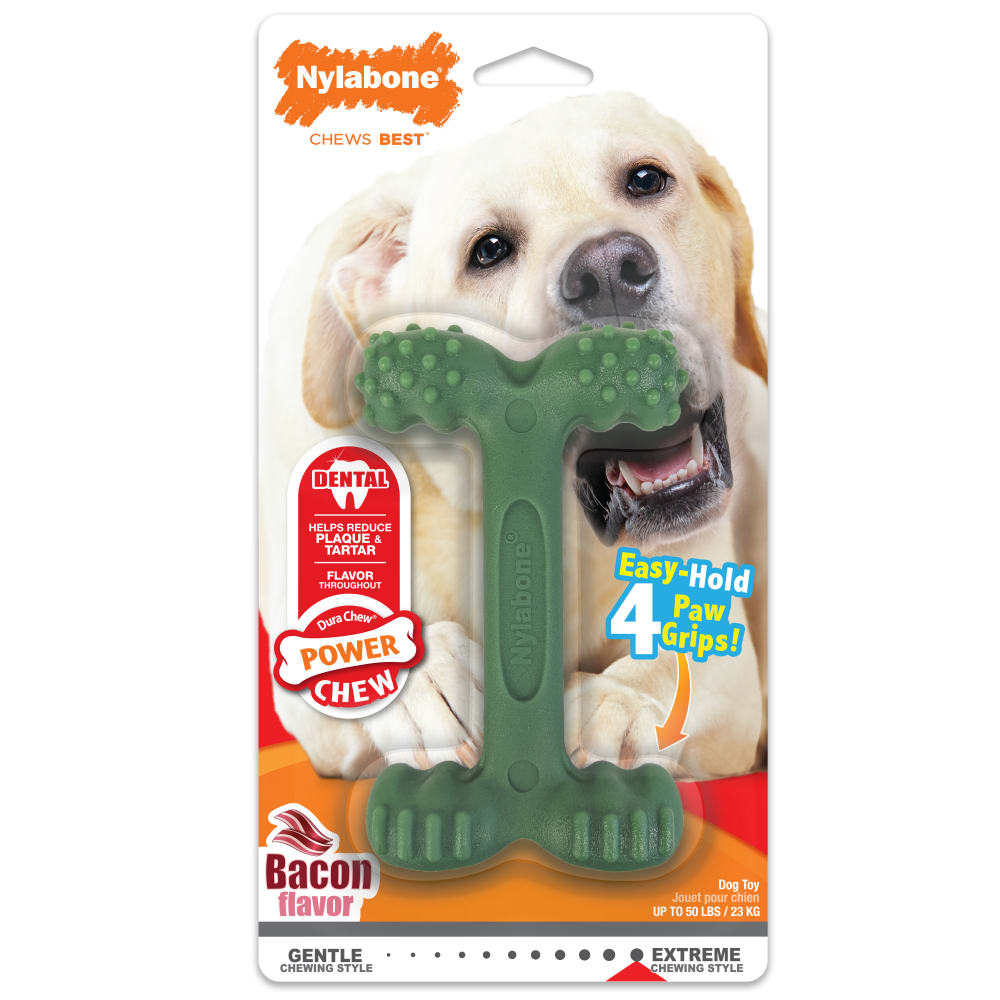 Front view of Nylabone Power Chew Easy Hold Bone in packaging
