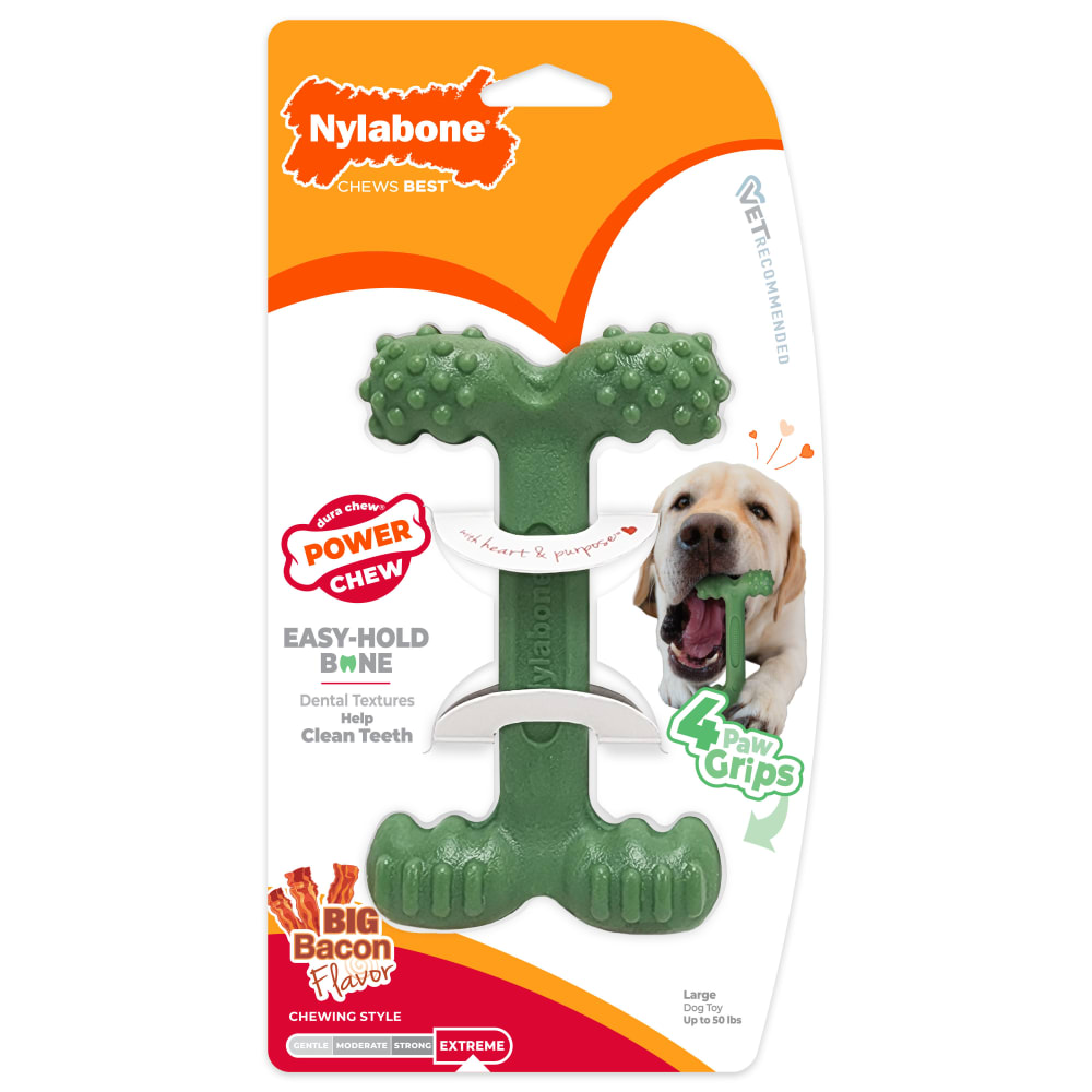 Front view of Nylabone Easy Hold Bone in packaging
