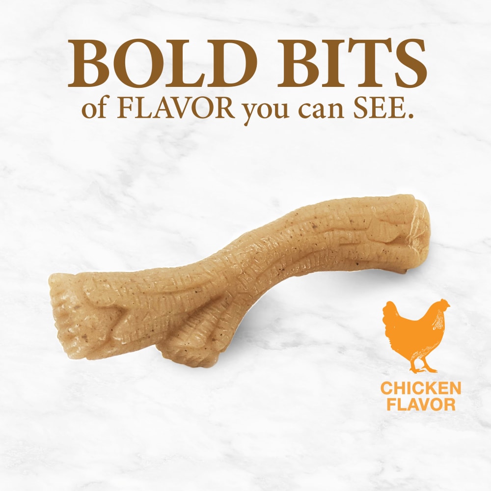 Nylabone Gourmet Style Medium Chicken Stick out of packaging