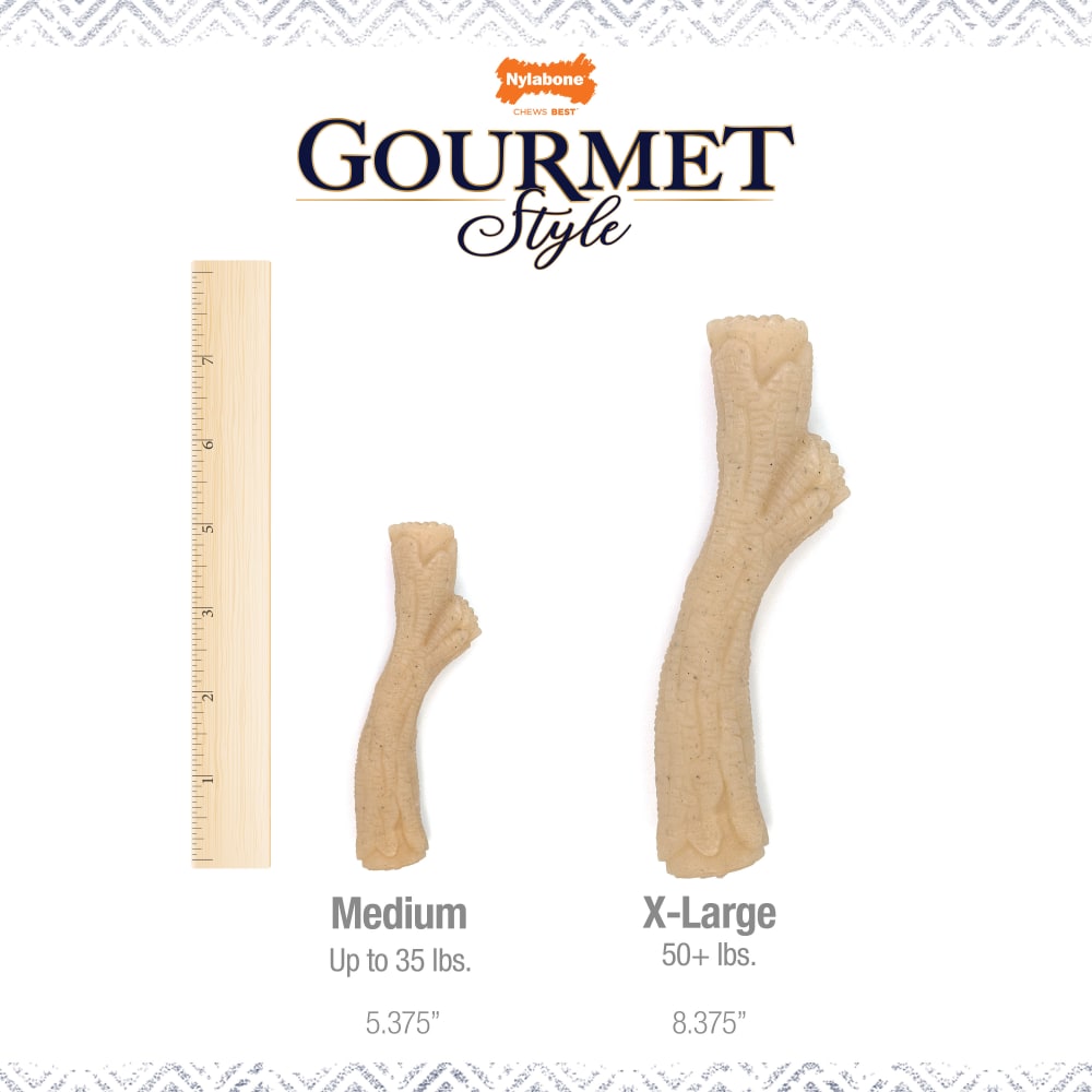 Nylabone Gourmet Style Medium Chicken Stick size chart