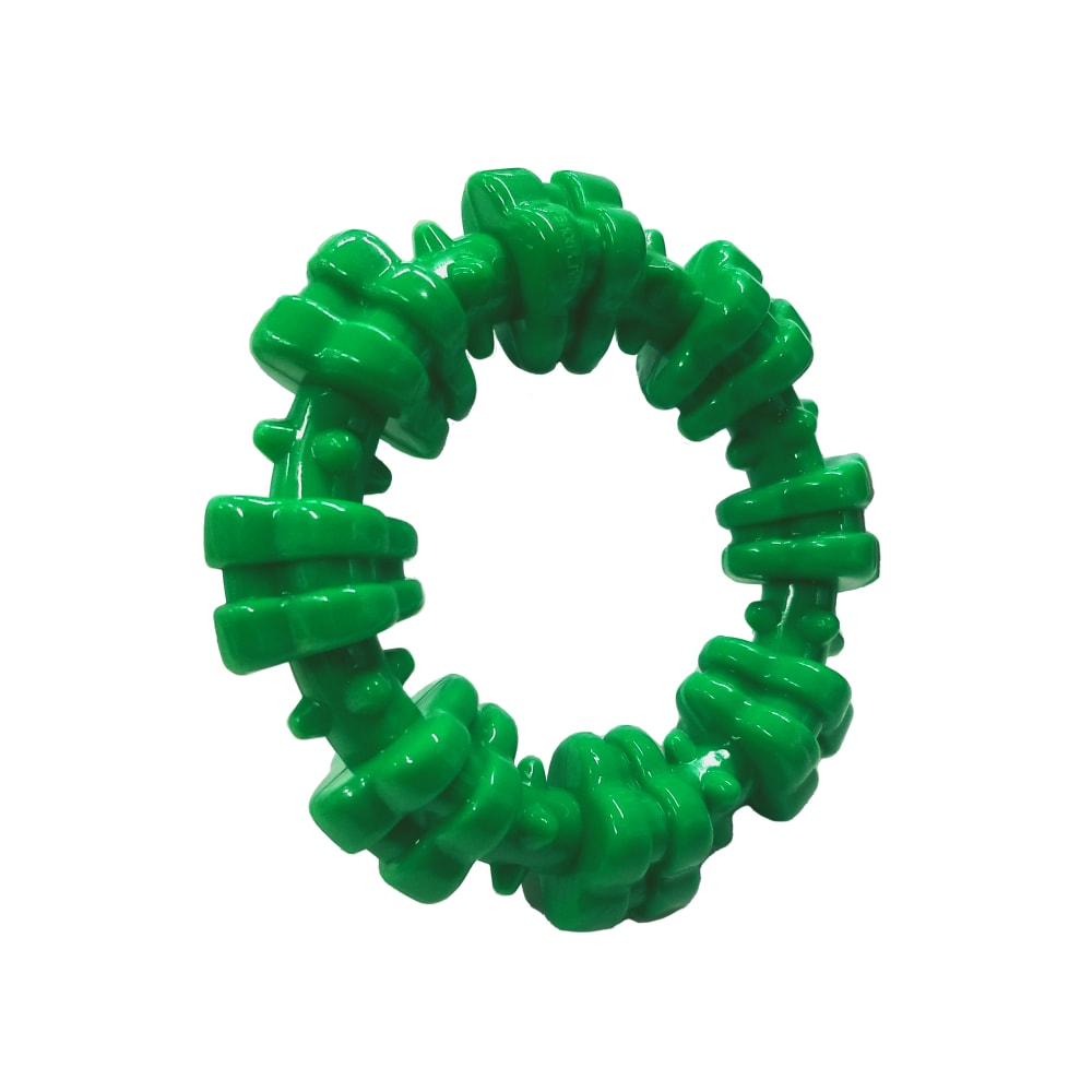 Nylabone Green Holiday Textured Ring Small Outofpackaging Isolated out of packaging