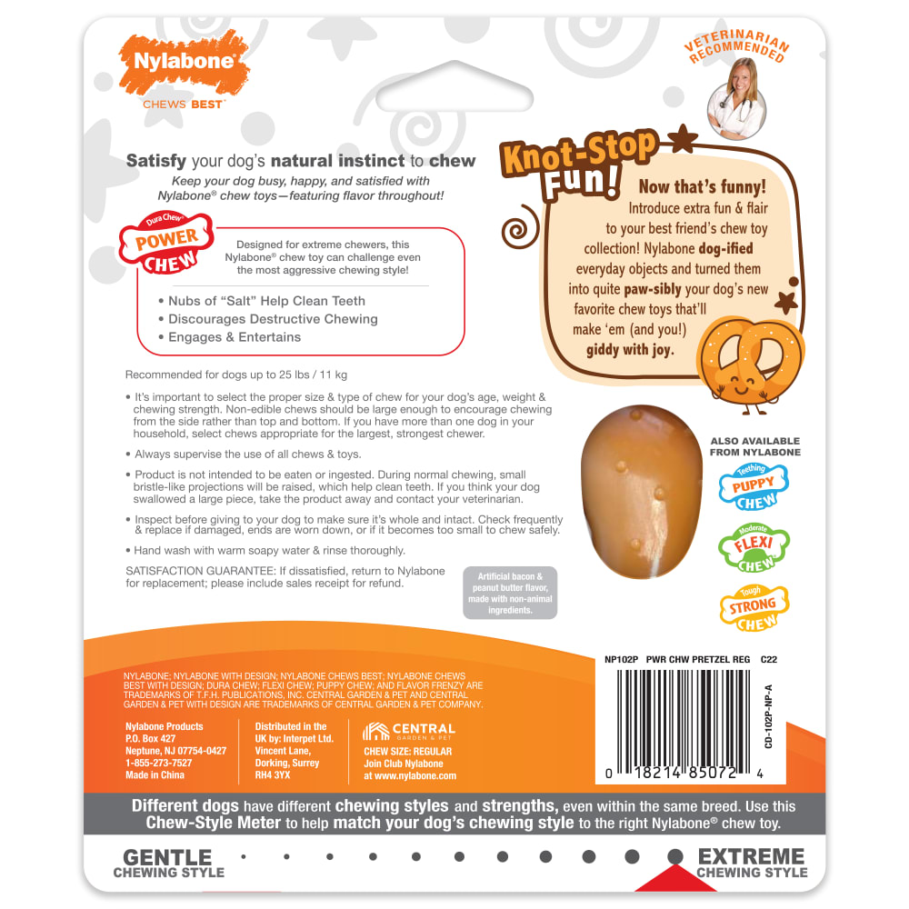 Nylabone Power Chew Pretzel Dog Toy Bacon & Peanut Butter Nylabone Power Chew Pretzel Dog Toy Bacon & Peanut Butter
