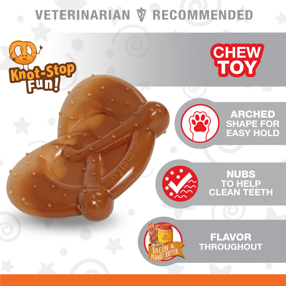 Nylabone Power Chew Pretzel Dog Toy Bacon & Peanut Butter Nylabone Power Chew Pretzel Dog Toy Bacon & Peanut Butter