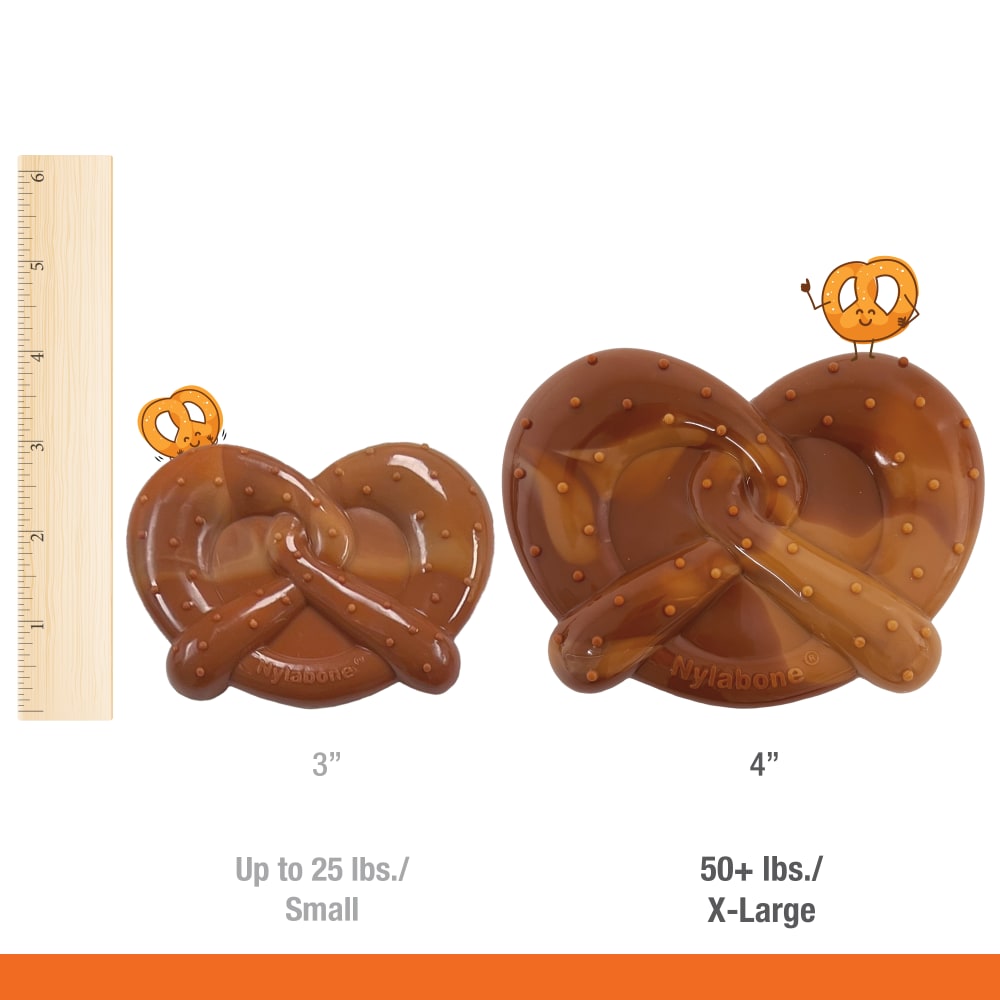 Nylabone Pretzel Souper shown next to another for size comparison