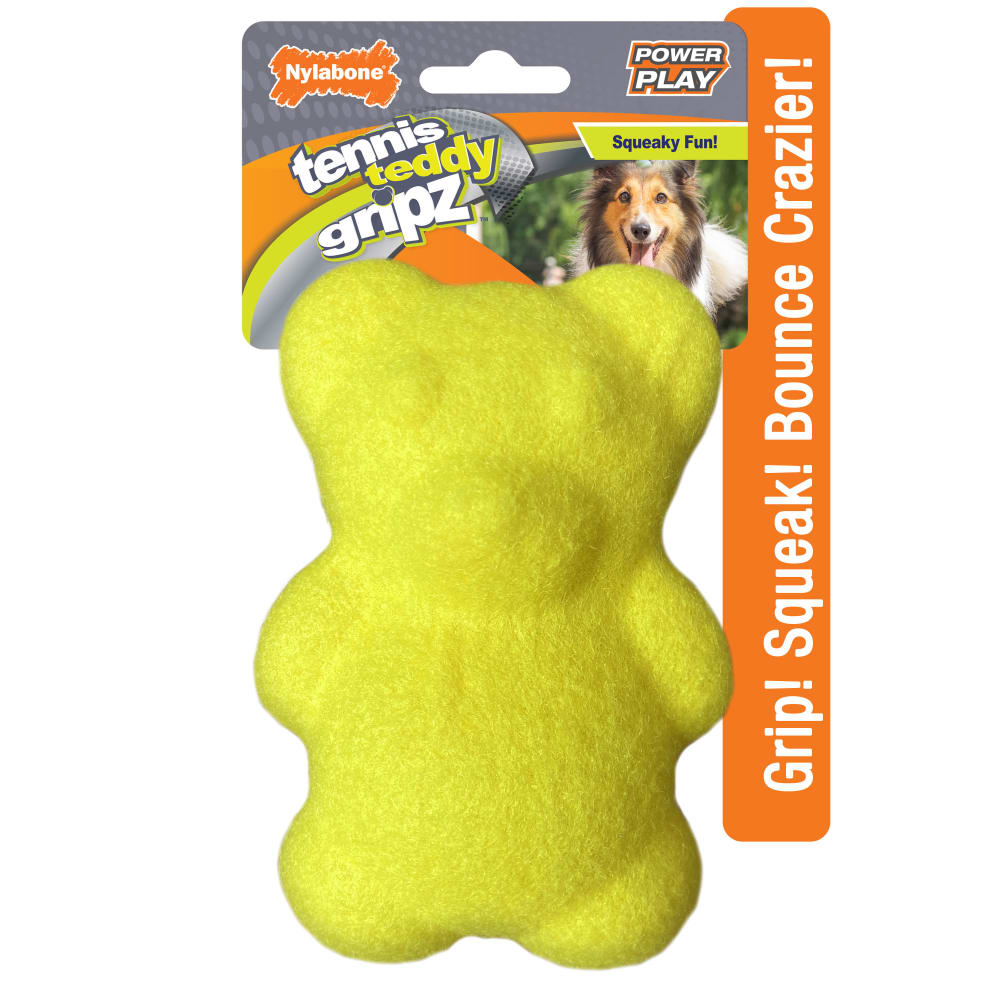 Nylabone Power Play Tennis Teddy Gripz Bear Dog Toy (Medium/Wolf - Up to 35 lbs.)
