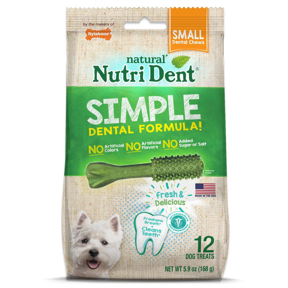 Front view of Nylabone Ntd Simple 12ct Small Pouch in packaging