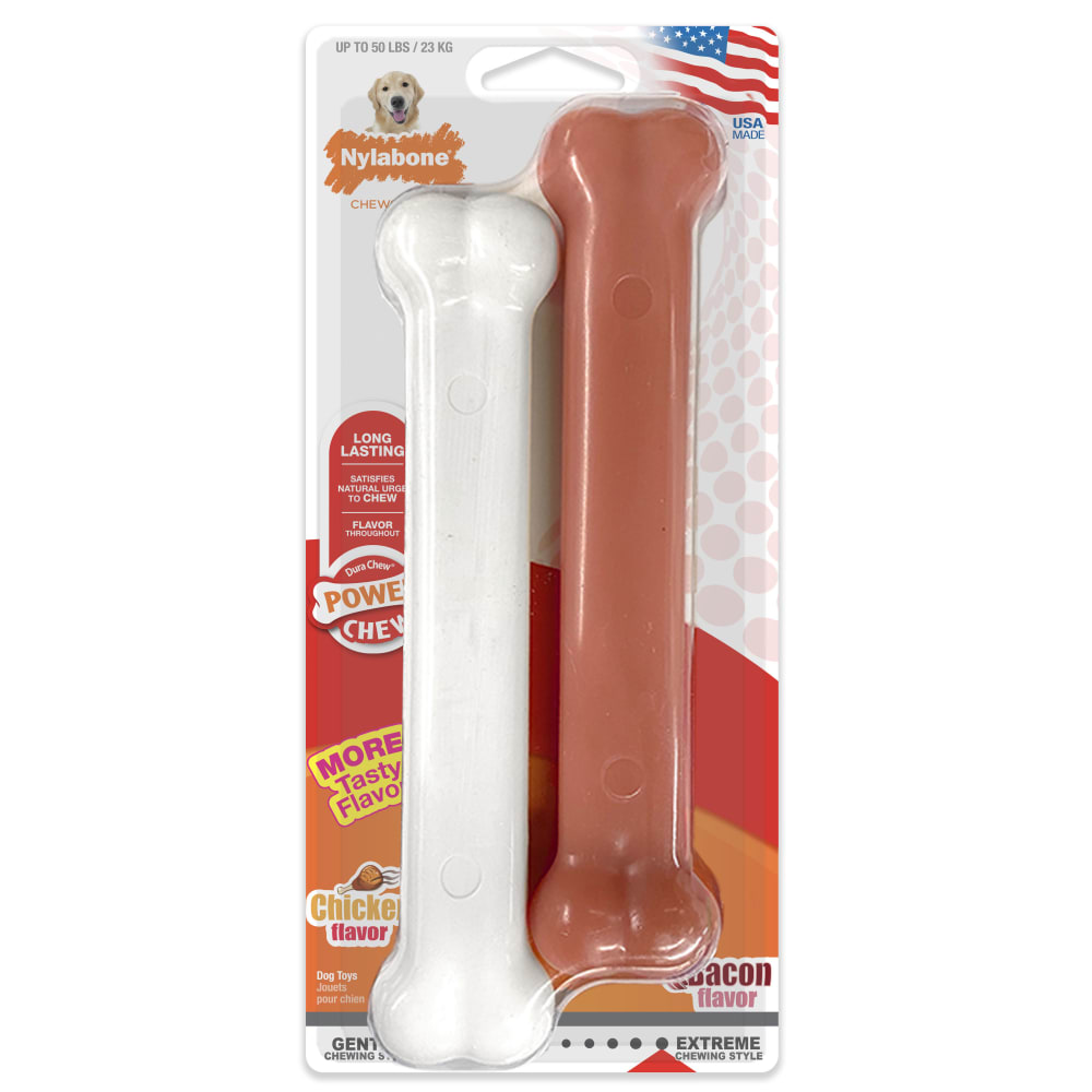 Bacon Chicken Durable Dog Chew Toy Pack Nylabone