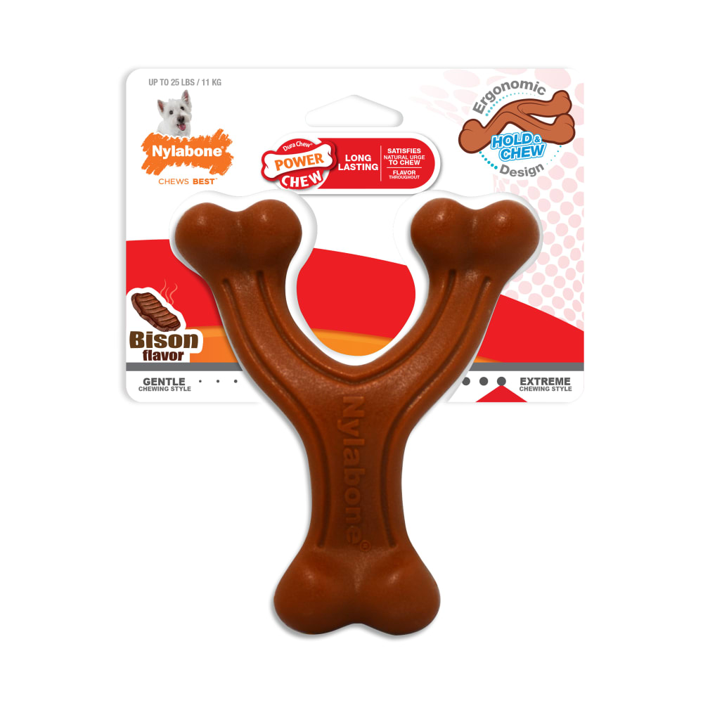 Ergonomic Hold Chew Wishbone Durable Dog Toy Nylabone