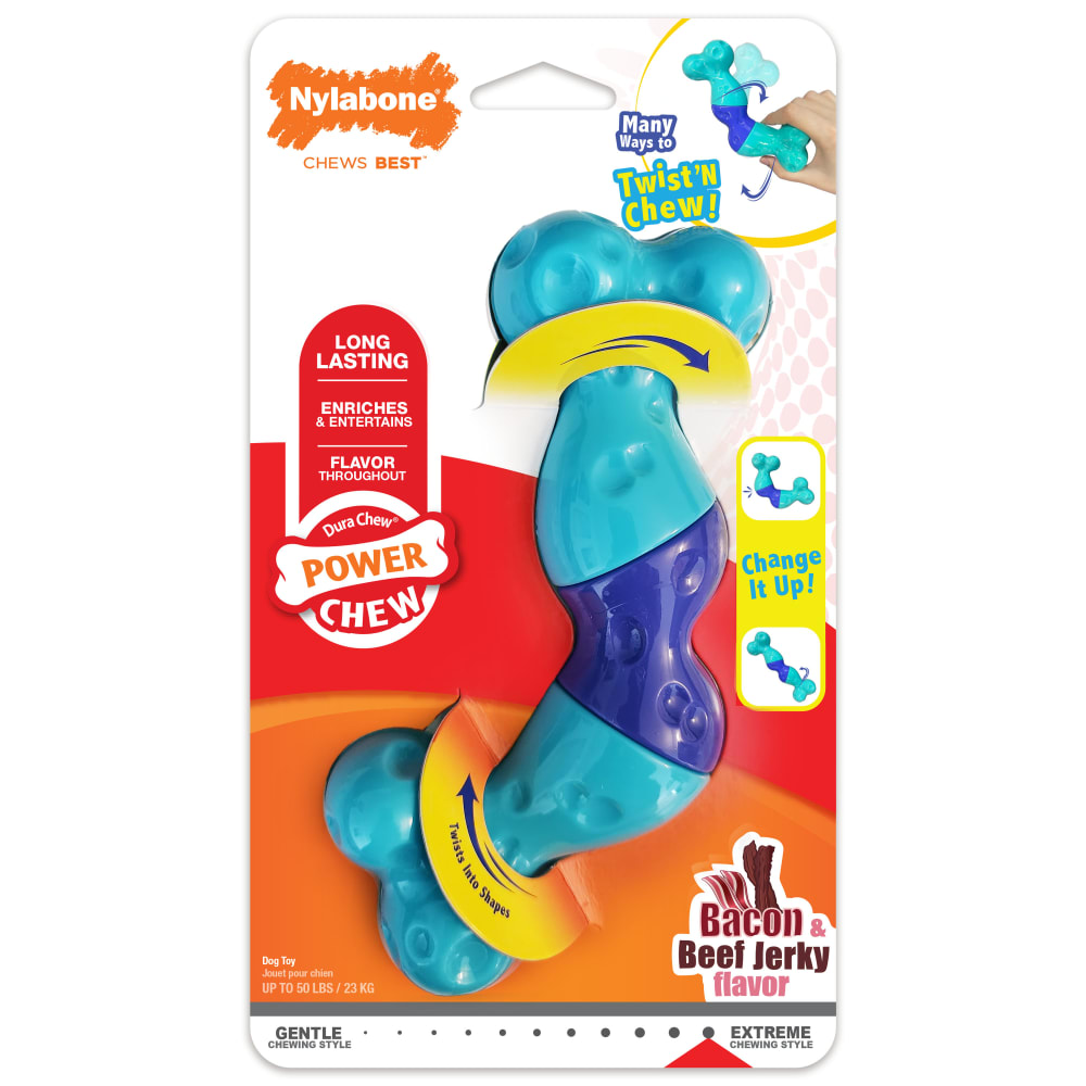 Front view of Nylabone Power Chew Twist N Chew Puzzle Toy in packaging