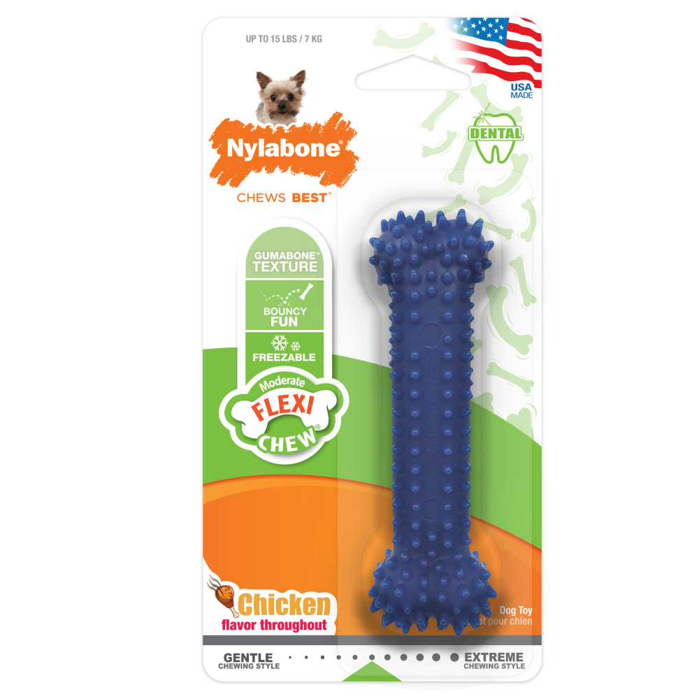 Front view of Nylabone Dental Chew Petite in packaging