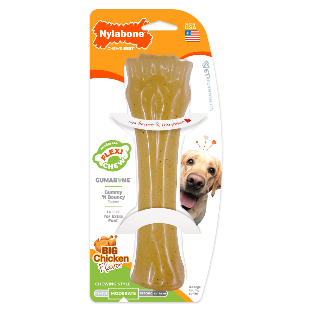 Nylabone Dura Plus Chicken Dog Chew – Langlebiger Kauknochen Für Mittelgroße Hunde – Mit Hühnchengeschmack – Fördert Zahnhygiene